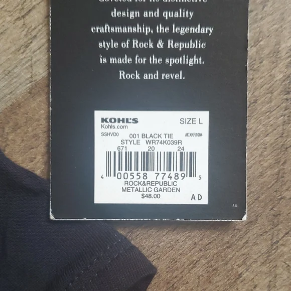 Rock & Republic Black Cold Shoulder Top with Stud Accents - Picture 2 of 7